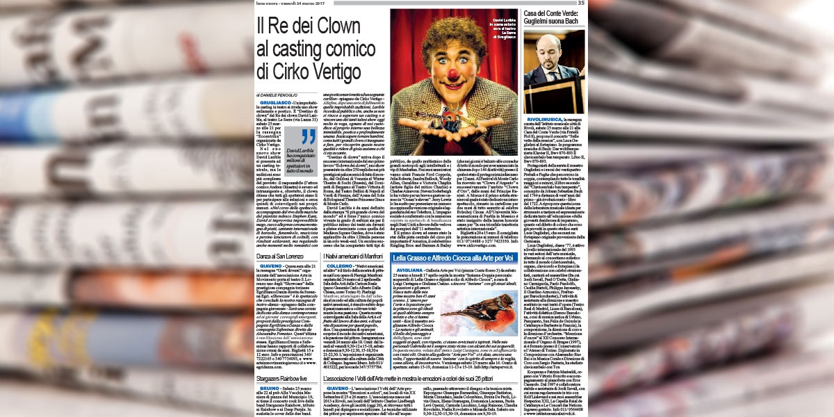 Il re dei Clown David Larible al casting comico di Circo Vertigo.