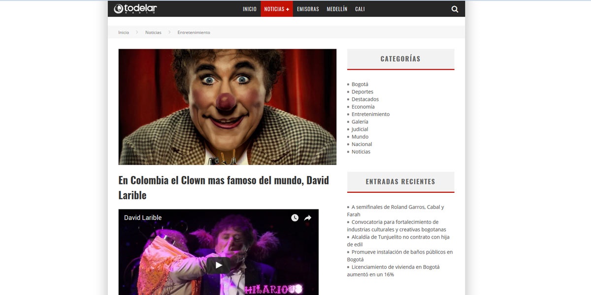 En Colombia el Clown mas famoso del mundo, David Larible