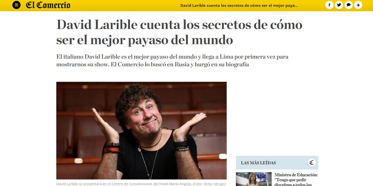 David Larible cuenta los secretos de cómo ser el mejor payaso del mundo