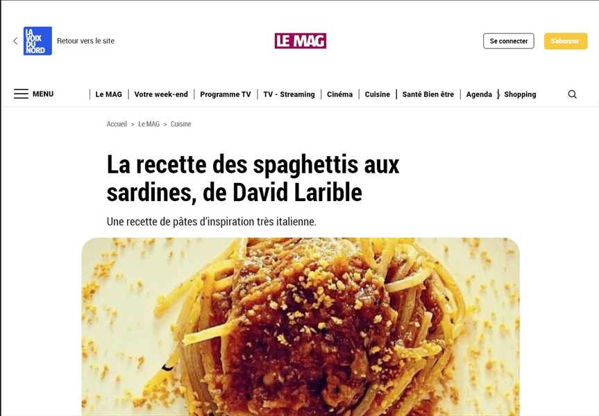 La recette des spaghettis aux sardines, de David Larible